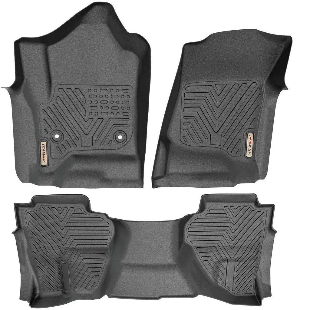 YITAMOTOR® Floor Mats For 14-18 Silverado/Sierra 1500,15-19 2500/3500 HD ,Double Cab Only,1st & 2nd Row