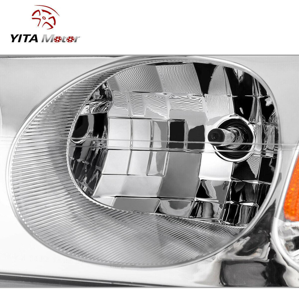 YITAMOTOR® 2000-2005 Chevy Impala Headlight Assembly OE Style Headlamps Chrome Housing Amber Reflector - YITAMotor