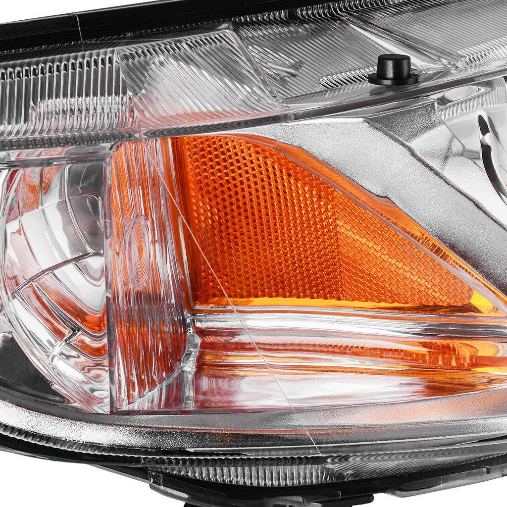 YITAMOTOR® 2006-2011 Honda Civic Sedan 4-Door Headlight Assembly Headlamp Chrome Housing Amber Reflector - YITAMotor