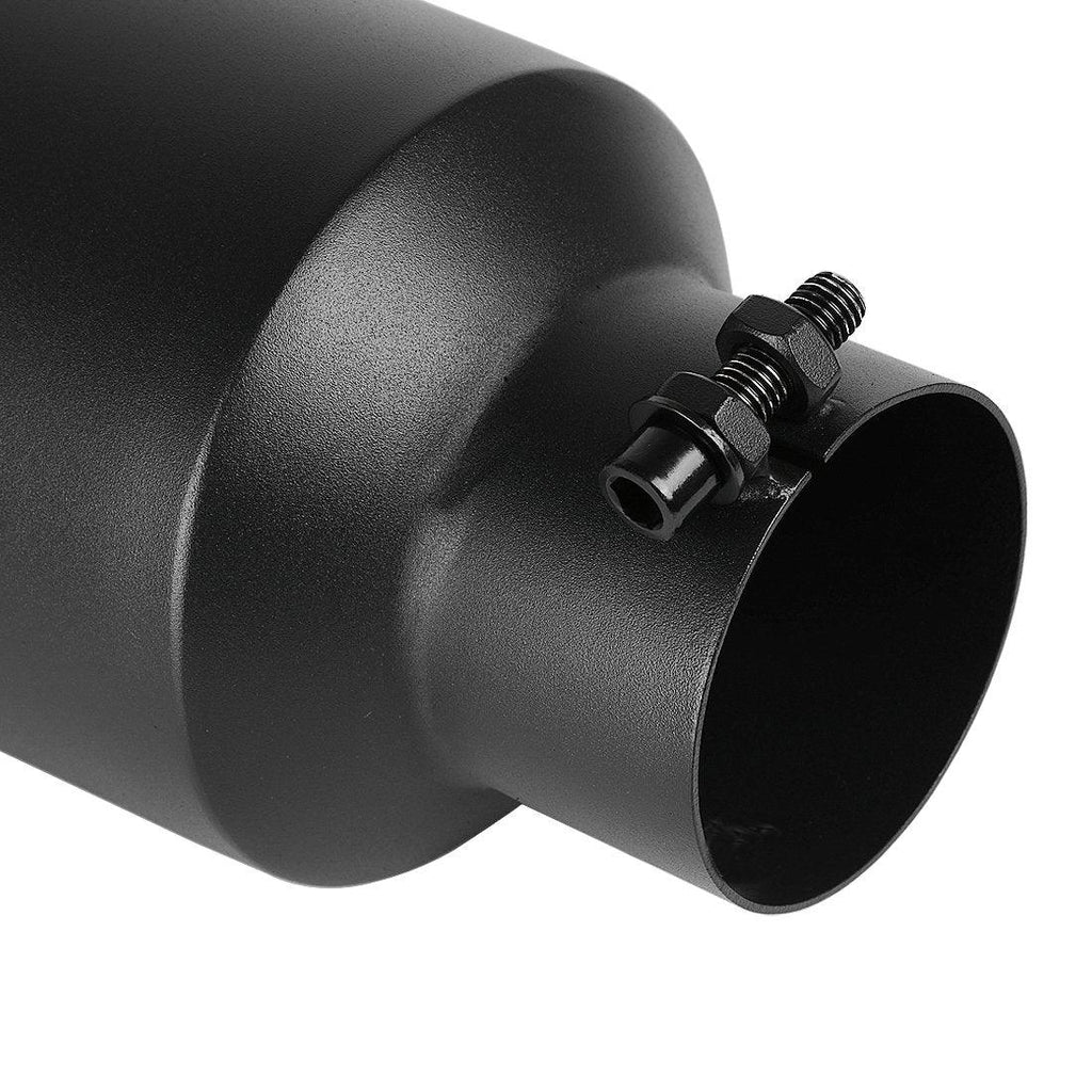Exhaust Tip 3'' Inlet 5'' Outlet 12 inch Long Bolt On Black Stainless Steel Diesel - YITAMotor