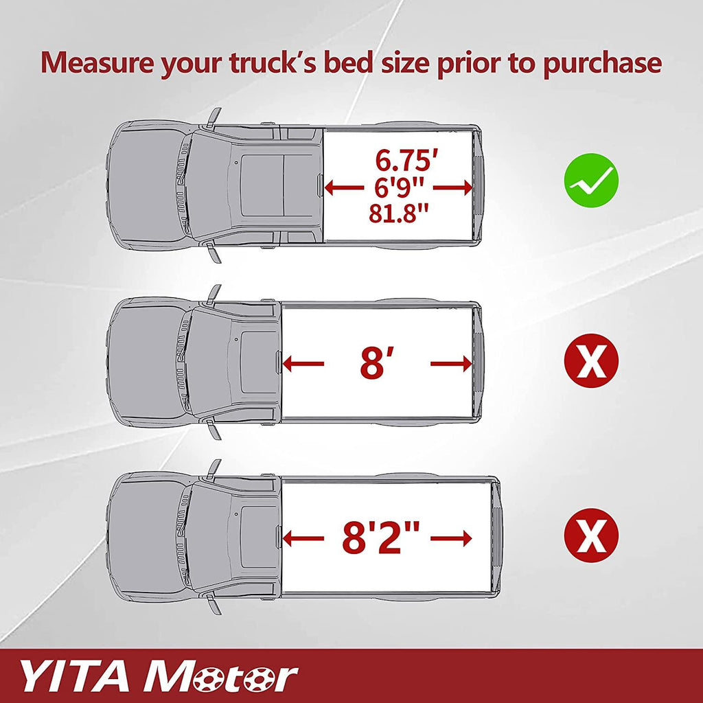 YITAMOTOR® Soft Tri-fold 1999-2024 Ford F-250 F-350 Super Duty, Styleside 6.75 ft Bed Truck Bed Tonneau Cover