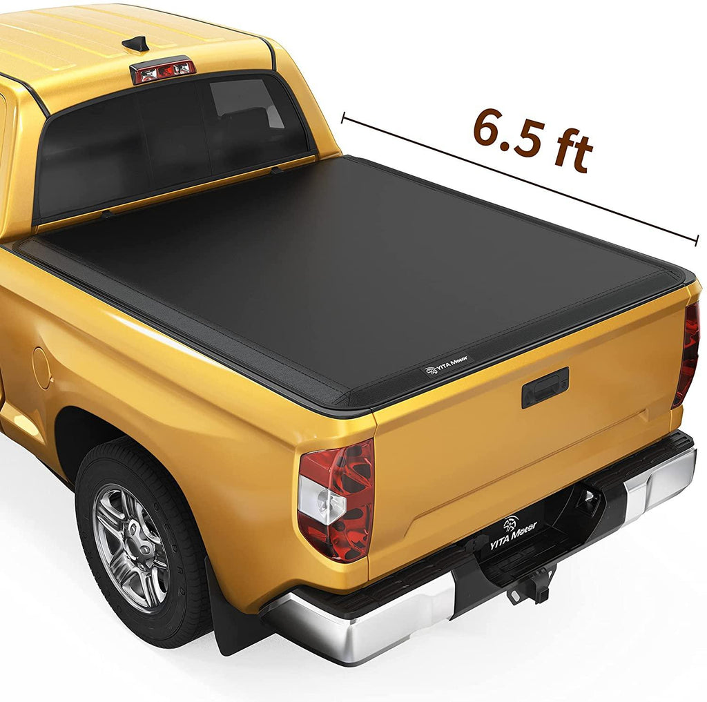 YITAMOTOR® Soft Tri-fold 2007-2013 Toyota Tundra with Deck Rail System(Excl. Trail Edition), Fleetside 6.5 ft Bed Truck Bed Tonneau Cover