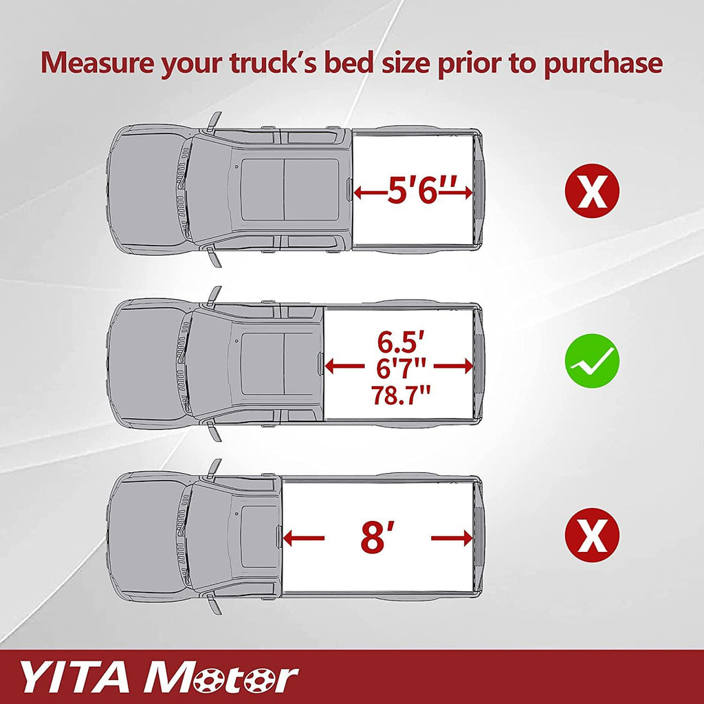 YITAMOTOR® Soft Tri-fold 2007-2013 Toyota Tundra with Deck Rail System(Excl. Trail Edition), Fleetside 6.5 ft Bed Truck Bed Tonneau Cover