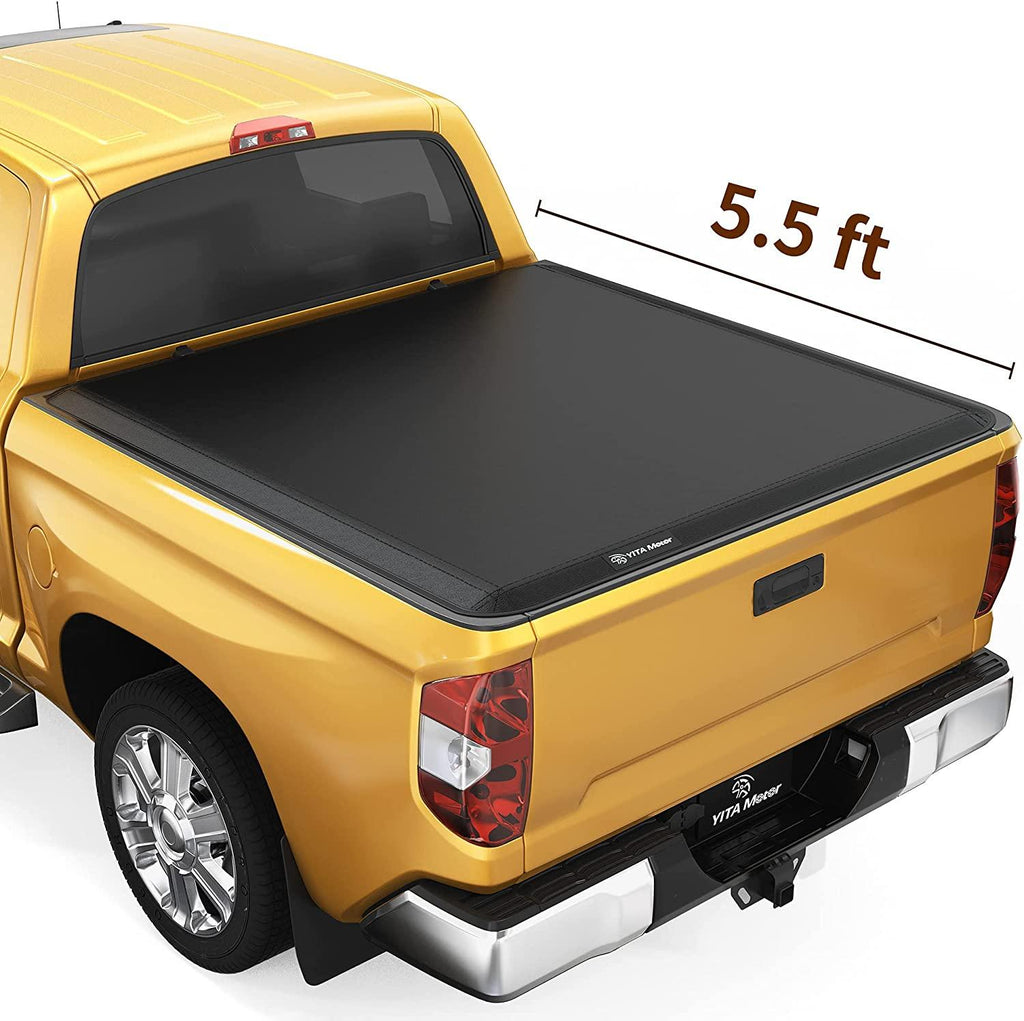 YITAMOTOR® Soft Tri-fold 2007-2013 Toyota Tundra with Deck Rail System (Excl. Trail Edition), Fleetside 5.5 ft Bed Truck Bed Tonneau Cover