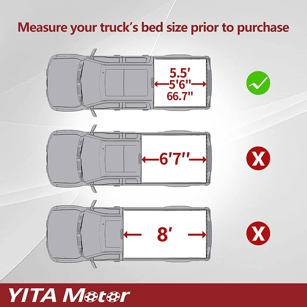YITAMOTOR® Soft Tri-fold 2007-2013 Toyota Tundra with Deck Rail System (Excl. Trail Edition), Fleetside 5.5 ft Bed Truck Bed Tonneau Cover