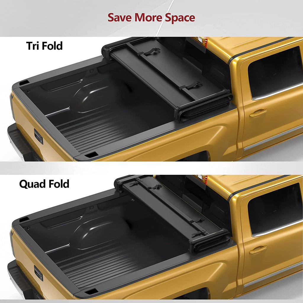 YITAMOTOR® Soft Quad Fold 1999-2016 Ford F-250 F-350 Super Duty, Styleside 6.75 ft Bed Truck Bed Tonneau Cover