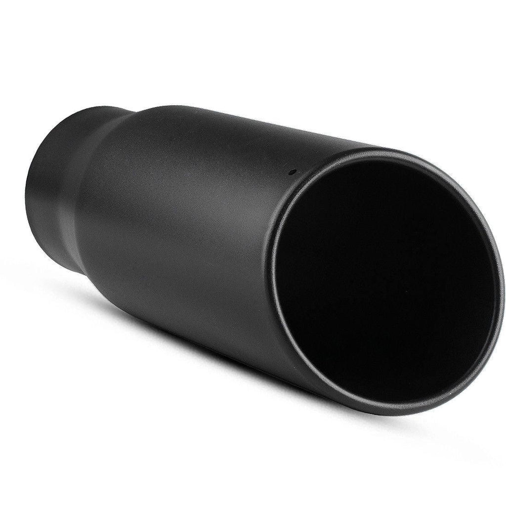4 Inch Inlet Black Exhaust Tip, 4'' x 5'' x 12'' Universal Black Coated Finish Stainless Steel Diesel Exhaust Tailpipe Tip,Bolt/Clamp On Design - YITAMotor