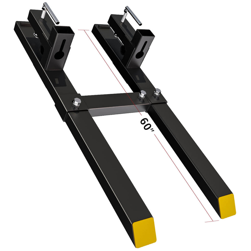 YITAMOTOR® 60" Clamp on Pallet Forks 1500LB with Adjustable Stabilizer Bar