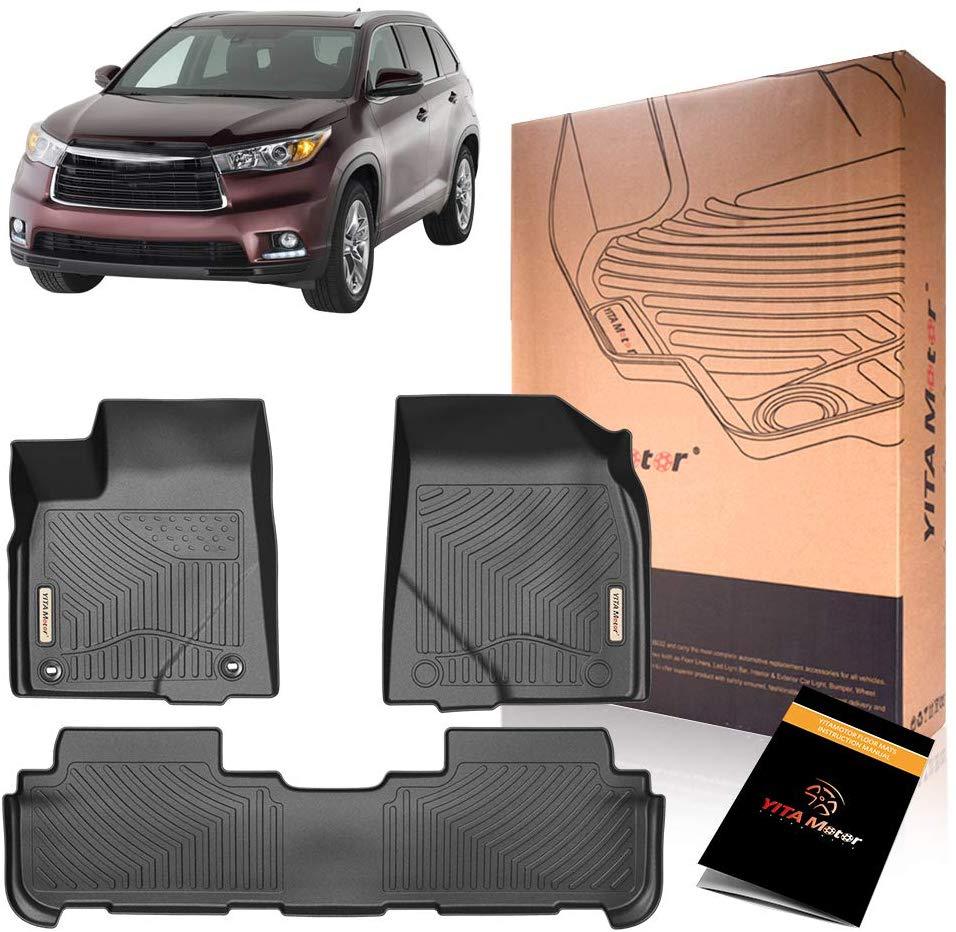 YITAMOTOR Floor Mats For Highlander, Custom Fit Floor Liners for 2014-2019 Toyota Highlander, 1st & 2nd Row All Weather Protection - YITAMotor