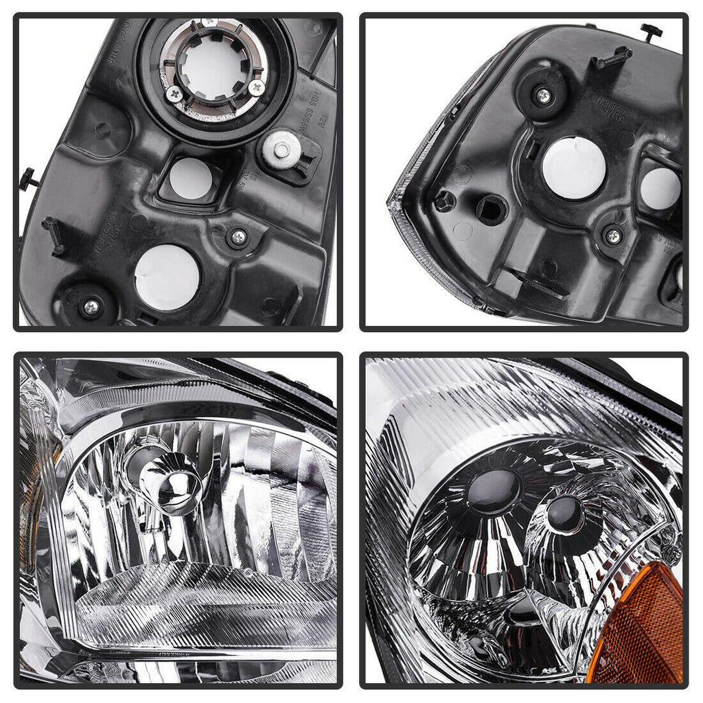 Headlight Assembly Compatible with 2005-2010 Chevy Cobalt/ 2005-2006 Pursuit/ 2007-2009 Pontiac G5 Chrome Housing Amber Reflector Clear Lens - YITAMotor