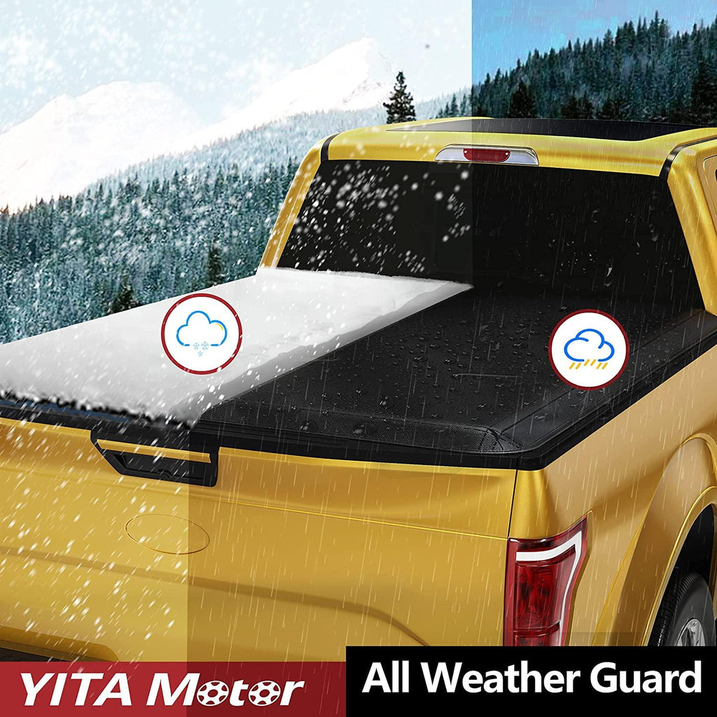 YITAMOTOR® Soft Quad Fold 2009-2014 Ford F-150 (Excl. Raptor Series), Styleside 5.5 ft Bed Truck Bed Tonneau Cover