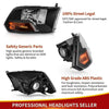 YITAMOTOR® 2009-2012 Dodge Ram Pickup Dual Cab Headlight Assembly Black Housing Headlamp - YITAMotor