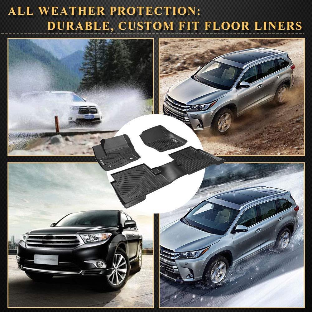 YITAMOTOR Floor Mats For Highlander, Custom Fit Floor Liners for 2014-2019 Toyota Highlander, 1st & 2nd Row All Weather Protection - YITAMotor