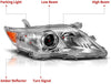 YITAMOTOR® 2010-2011 Toyota Camry Hybrid Headlight Assembly Chrome Housing Projector Headlamps - YITAMotor