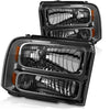 YITAMOTOR® 2005-2007 ford F250 F350 F450 F550 Super Duty/ 05 ford Excursion Headlights Assembly Headlamp Smoked Housing - YITAMotor