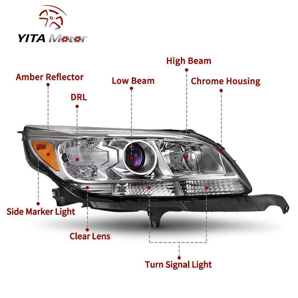 YITAMOTOR® 2013-2015 Chevy Malibu Headlight Assembly Projector Headlamp Left+Right - YITAMotor