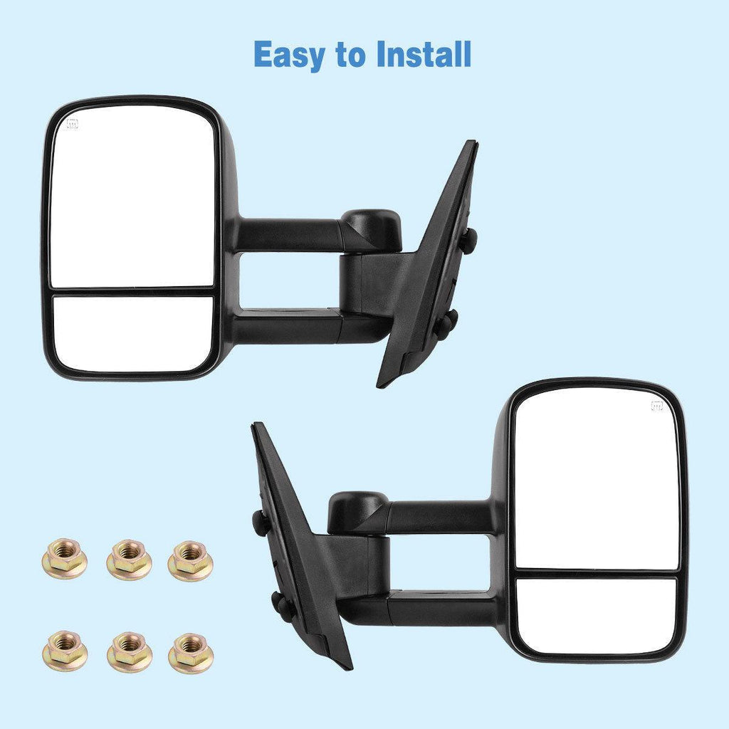 For 07-14 Chevy Silverado GMC Sierra 1500/2500/3500 Pair Set Power Heated YITAMOTOR Towing Mirrors - YITAMotor