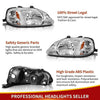 YITAMOTOR® 1999-2000 Honda Civic Headlight Assembly Chrome Housing Headlamp Clear Lens - YITAMotor