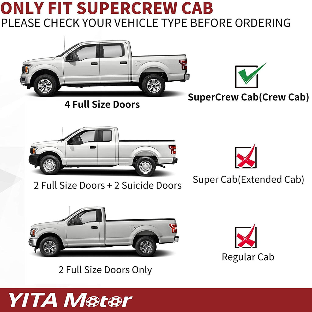 YITAMOTOR® 6.5" Running Boards for 15-24 Ford F-150 SuperCrew Cab, 17-24 Ford F-250 F-350 Super Duty Crew Cab