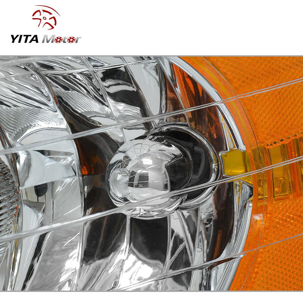 YITAMOTOR® 2002-2005 Dodge Ram Pickup Truck Headlamps Chrome Housing with Amber Reflector Clear Lens - YITAMotor