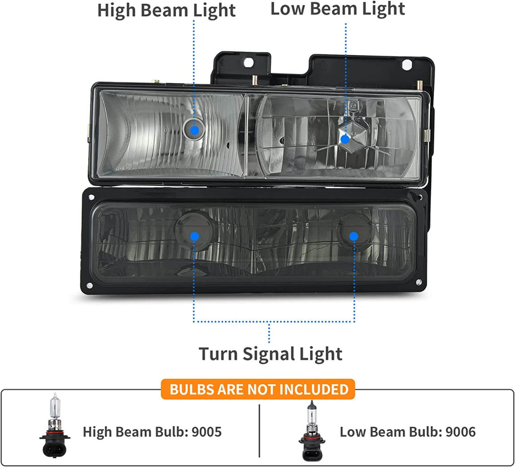 Smoke Lens 1994-1999 Chevy C/K Headlights