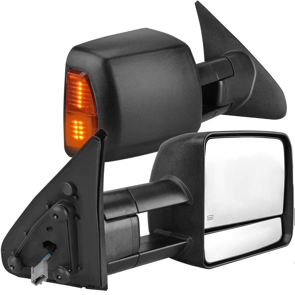 YITAMOTOR® Tow Mirrors For 07-17 Toyota Tundra, Power Heated Rear View Mirrors, Extending and Folding w/ Turn Signal