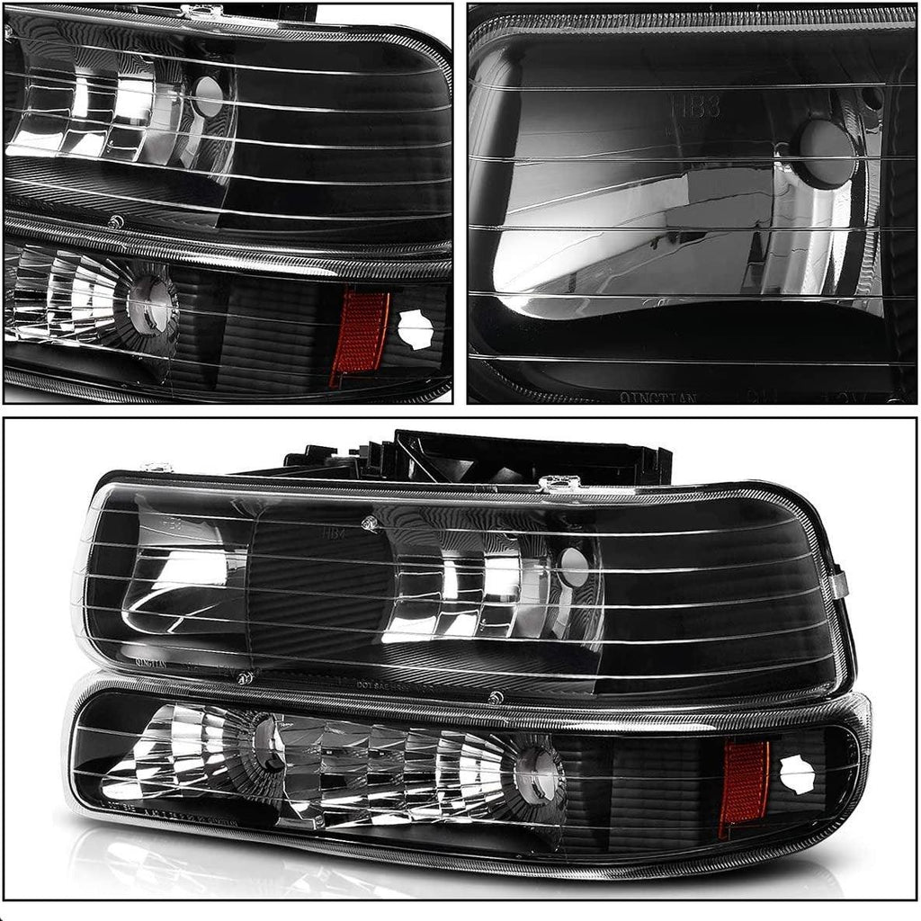 YITAMOTOR® 1999-2002 Chevy Silverado Headlights with Taillights Combo Set Headlamp Assembly - YITAMotor