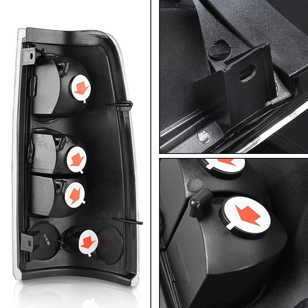 YITAMOTOR® 1999-2002 Chevy Silverado faros delanteros de repuesto con carcasa cromada + combo de luces traseras con lentes transparentes