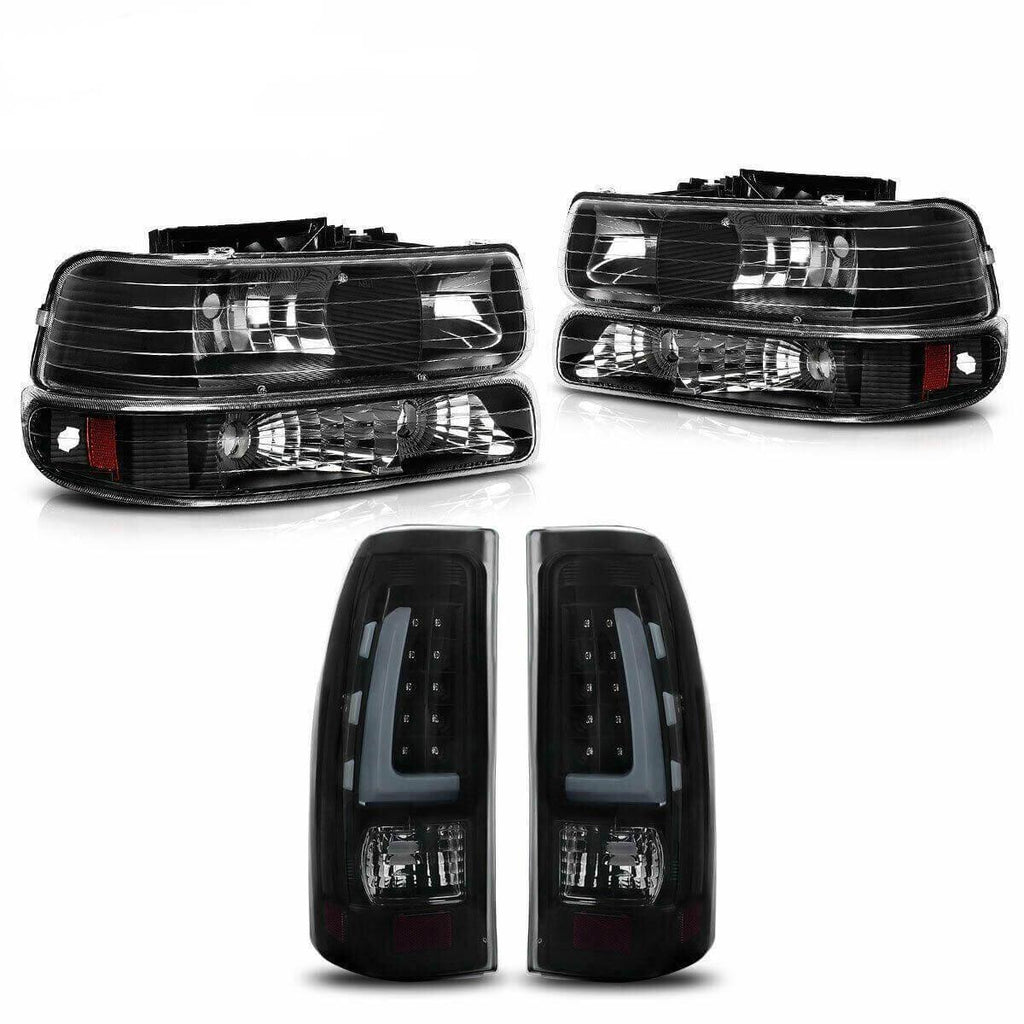 YITAMOTOR® 1999-2002 Chevy Silverado Headlights Lamps + LED Tail