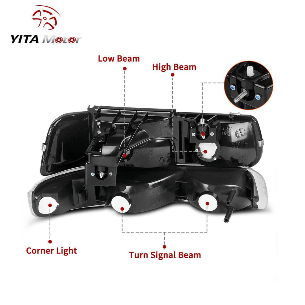 1999-2002 Chevy Silverado black headlights