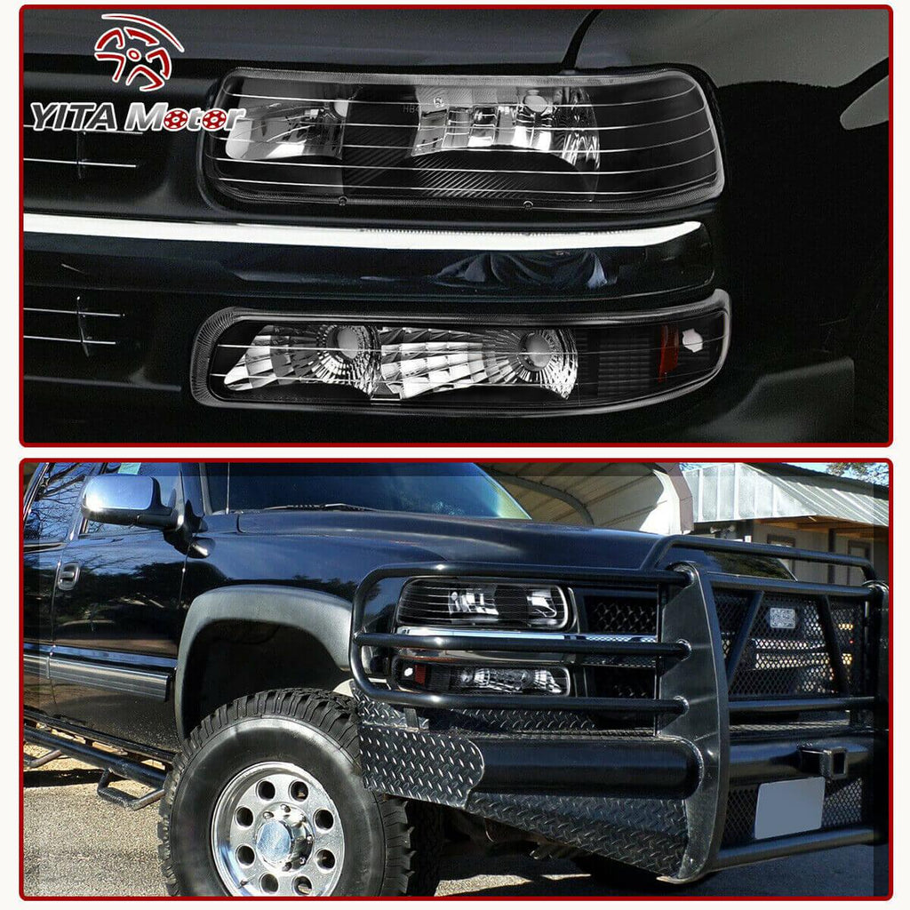 1999-2002 Chevy Silverado black headlights