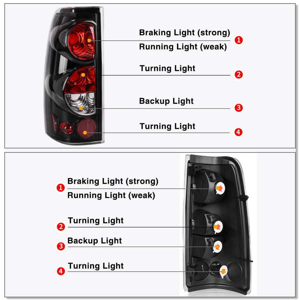 99-06 Chevy Silverado taillights light illustrate