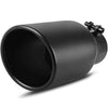 YITAMOTOR® 2.5" Inlet 4" Outlet 9" Overall Length Stainless Steel Black Exhaust Tips Powder Coated Finish Tailpipe - YITAMotor