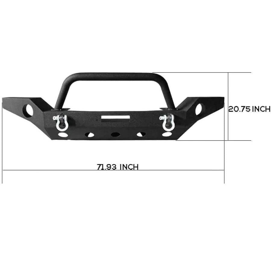 Jeep Wrangler Front Bumper Size: 71.93"x20.75"