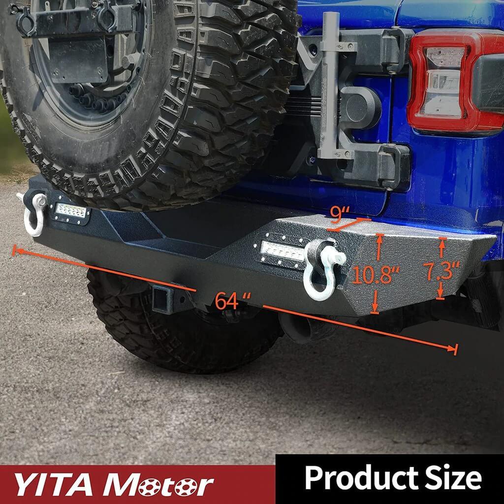 Jeep Wrangler rear bumper size: 64"x10.8"