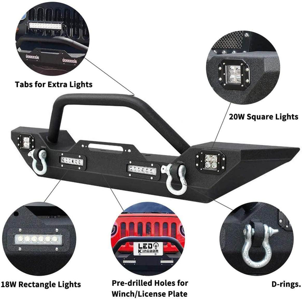 Jeep Wrangler front bumper w/ LED lights and D-rings