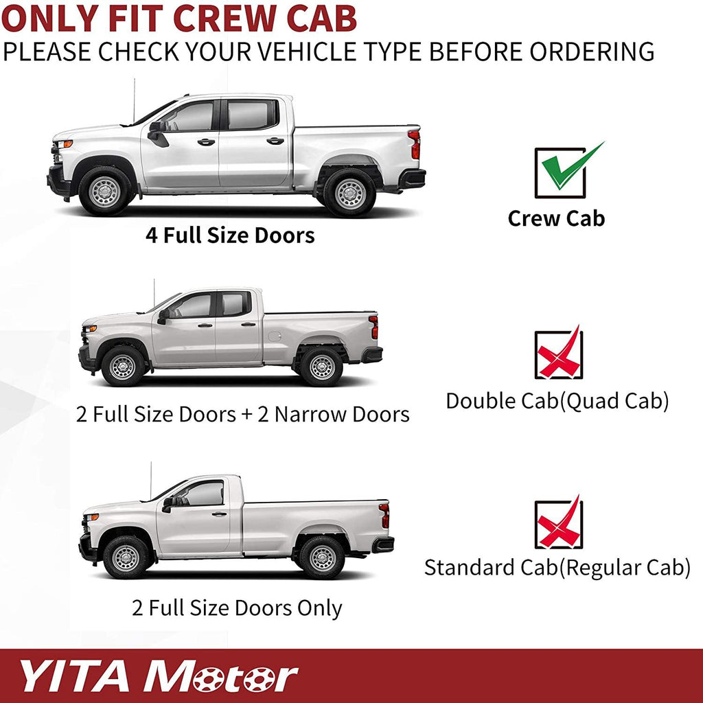 YITAMOTOR® 19-24 Chevy Silverado/GMC Sierra 1500, 20-24 2500HD 3500HD Crew Cab 6.5" Running Boards Side Steps