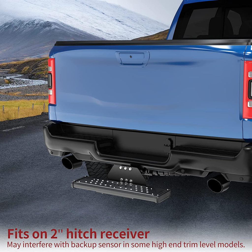 YITAMOTOR® 8.3" Aluminum Hitch Steps with 2" Receiver Bumper Guard Protector Non-Slip Textured with Hitch Pin