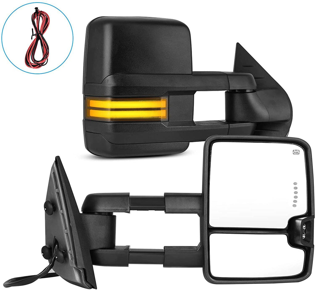 YITAMOTOR®Power Heated Telescoping Universal Towing Mirrors Turn