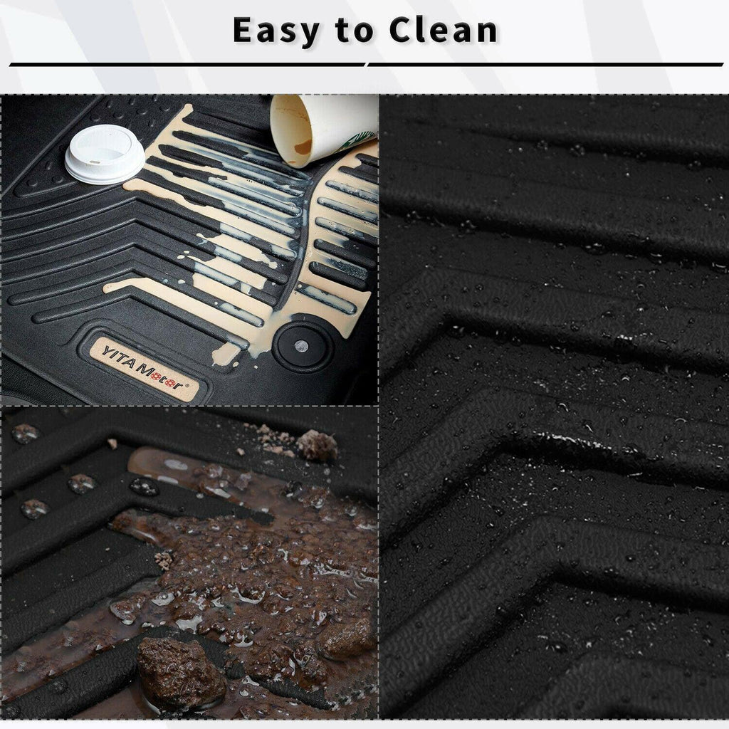 YITAMOTOR® For 2019-2024 Chevy Silverado Crew Cab Floor Mats 1st 2nd Row Rubber Liner