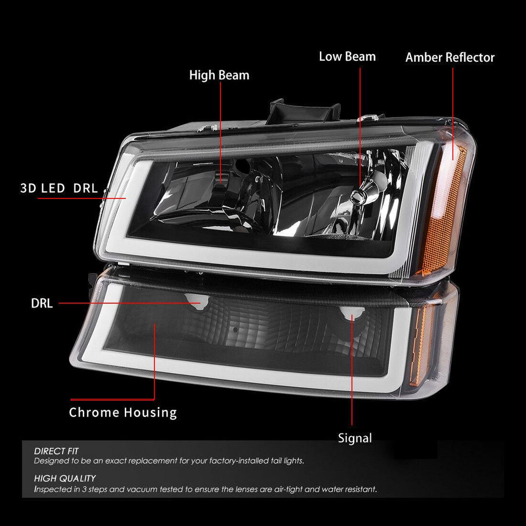 YITAMOTOR® LED DRL 2003-2006 Chevy Silverado Headlights