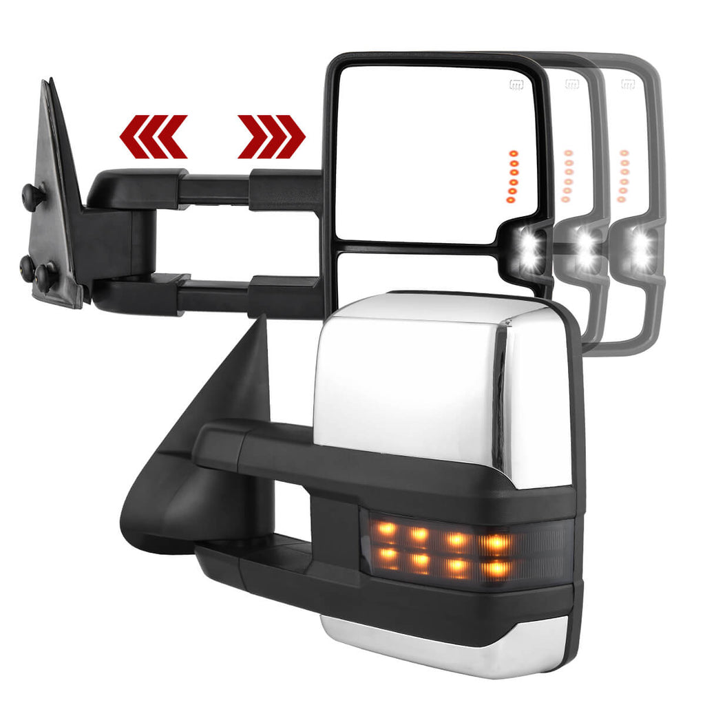 YITAMOTOR 2007 2013 Chevy Silverado Tahoe Suburban Sierra Towing Mirrors Power Heated LED Turn Signal