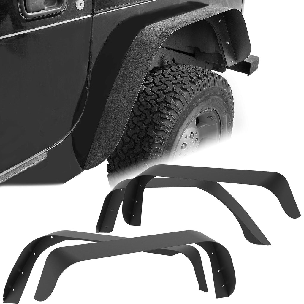 YITAMOTOR® Fender Flares for 97-06 Jeep Wrangler TJ 4 PCS Heavy-Duty Off Road Style Front & Rear Flat