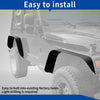 YITAMOTOR® Fender Flares for 97-06 Jeep Wrangler TJ 4 PCS Heavy-Duty Off Road Style Front & Rear Flat