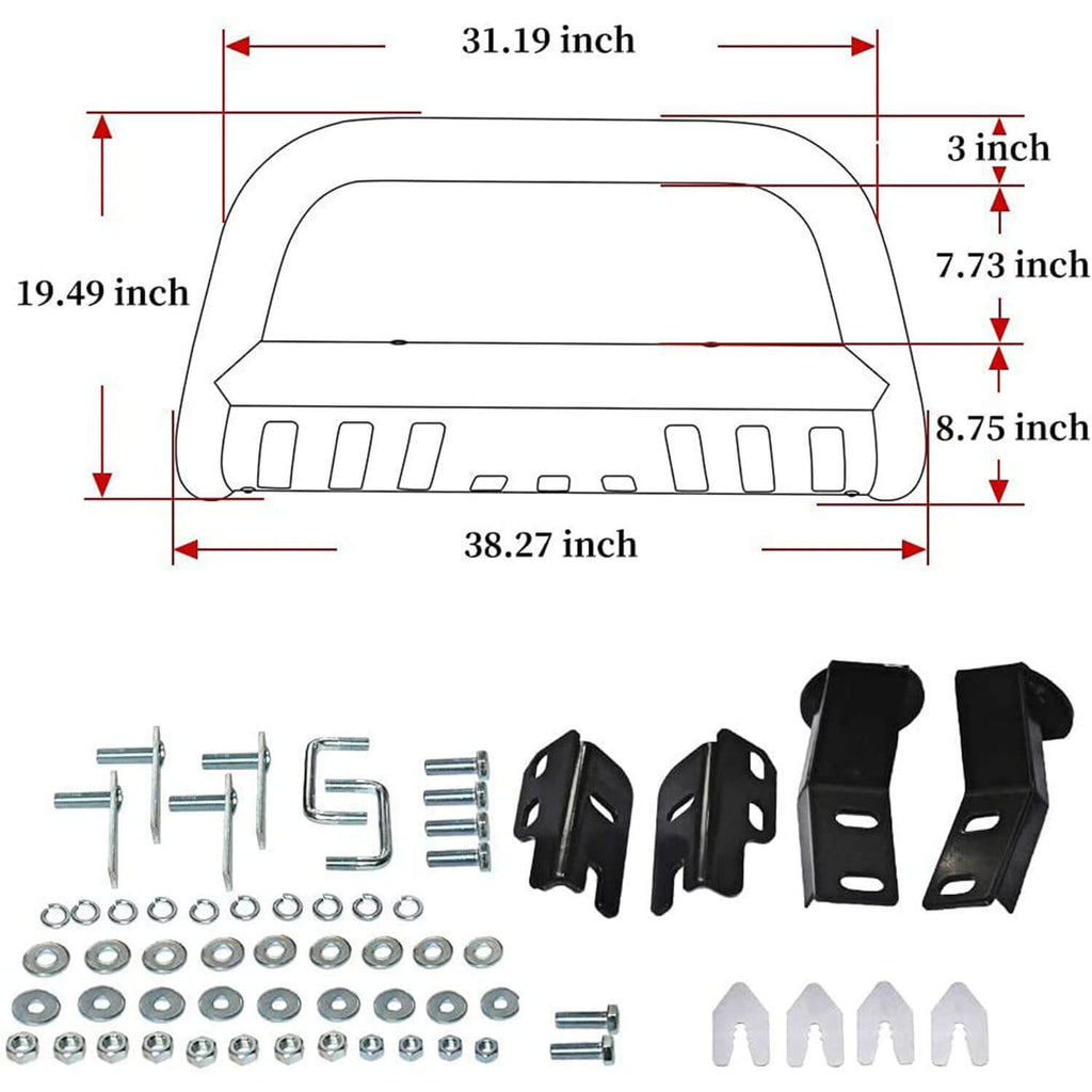 YITAMOTOR-2004-2022-Ford-F150-Black-Bull-Bar-Push-Brush-Front-Bumper-Grille-Guard-with-Skid-Plate