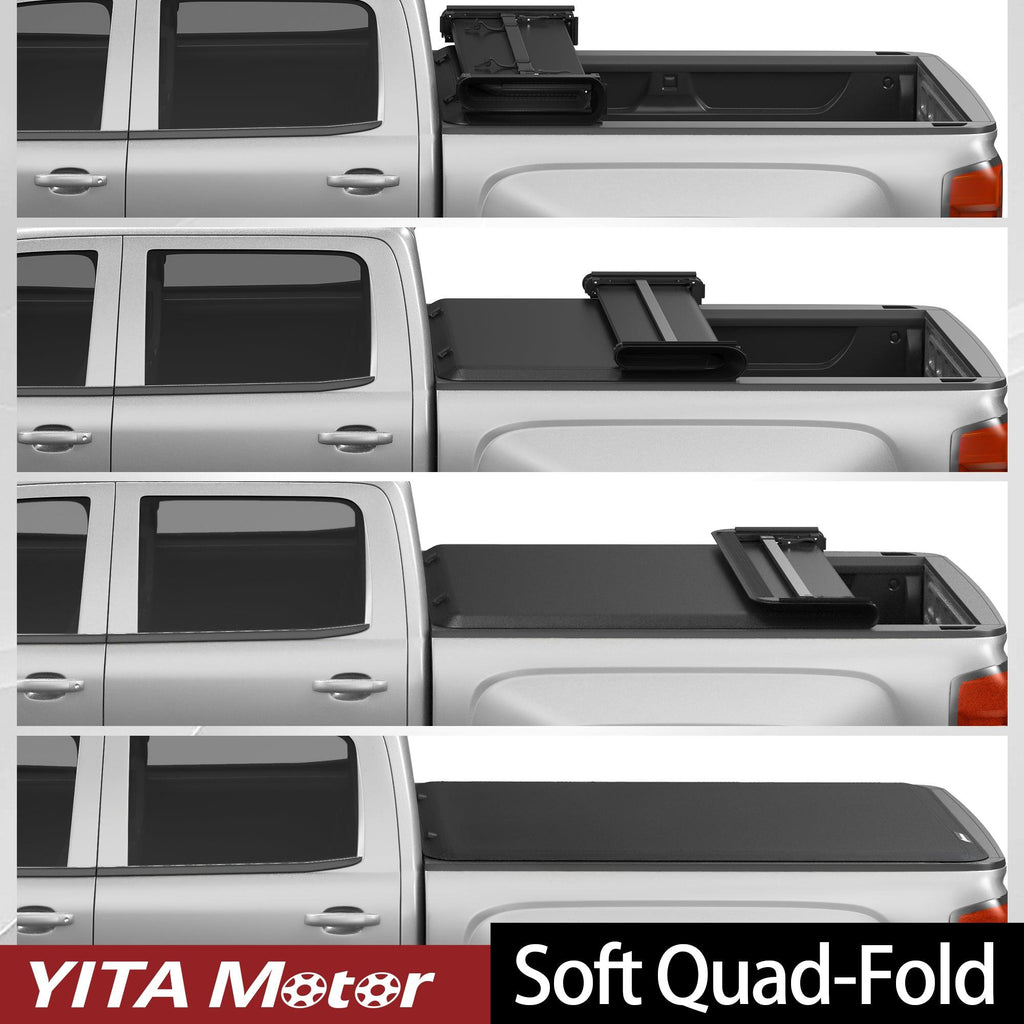 YITAMOTOR® Soft Quad Fold 2015-2024 Ford F-150, Styleside 5.5 ft Bed Truck Bed Tonneau Cover 