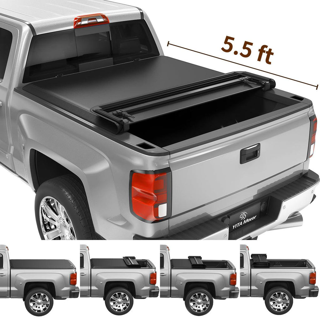 YITAMOTOR® Soft Quad Fold 2015-2024 Ford F-150, Styleside 5.5 ft Bed Truck Bed Tonneau Cover 