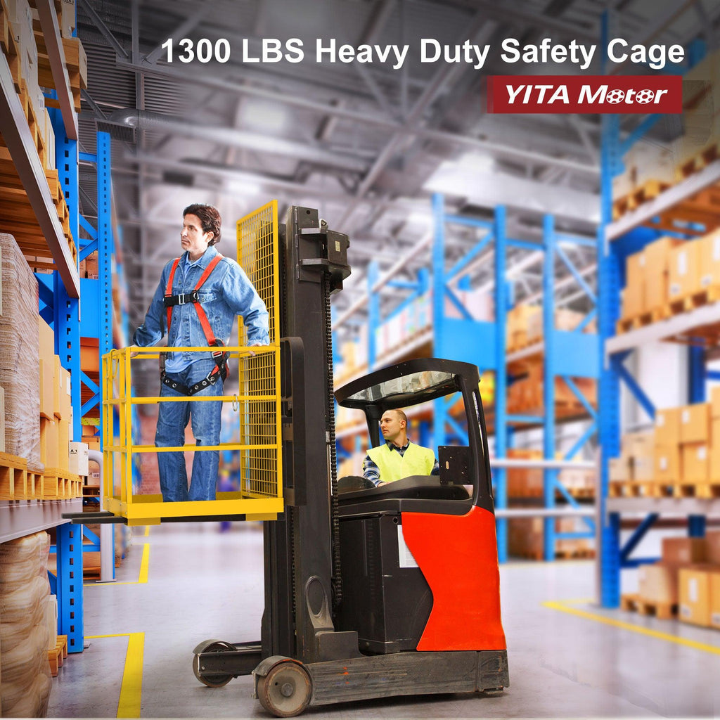 YITAMOTOR® 43"x45"Forklift Safety Cage Basket Safety Cage 2 Person Work Platform 1300 LBS0