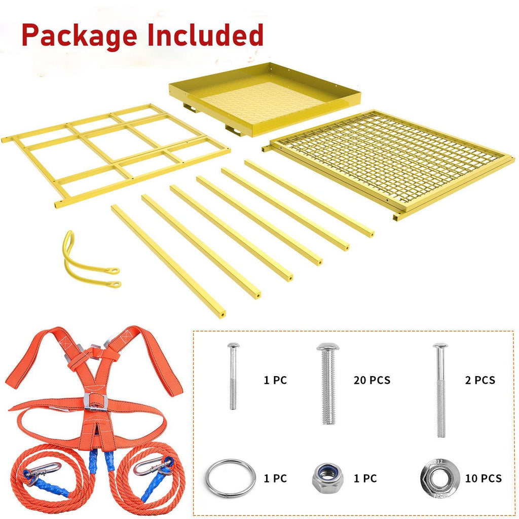 YITAMOTOR® 43"x45"Cesta de jaula de seguridad para carretilla elevadora Jaula de seguridad Plataforma de trabajo para 2 personas 1300 LBS0