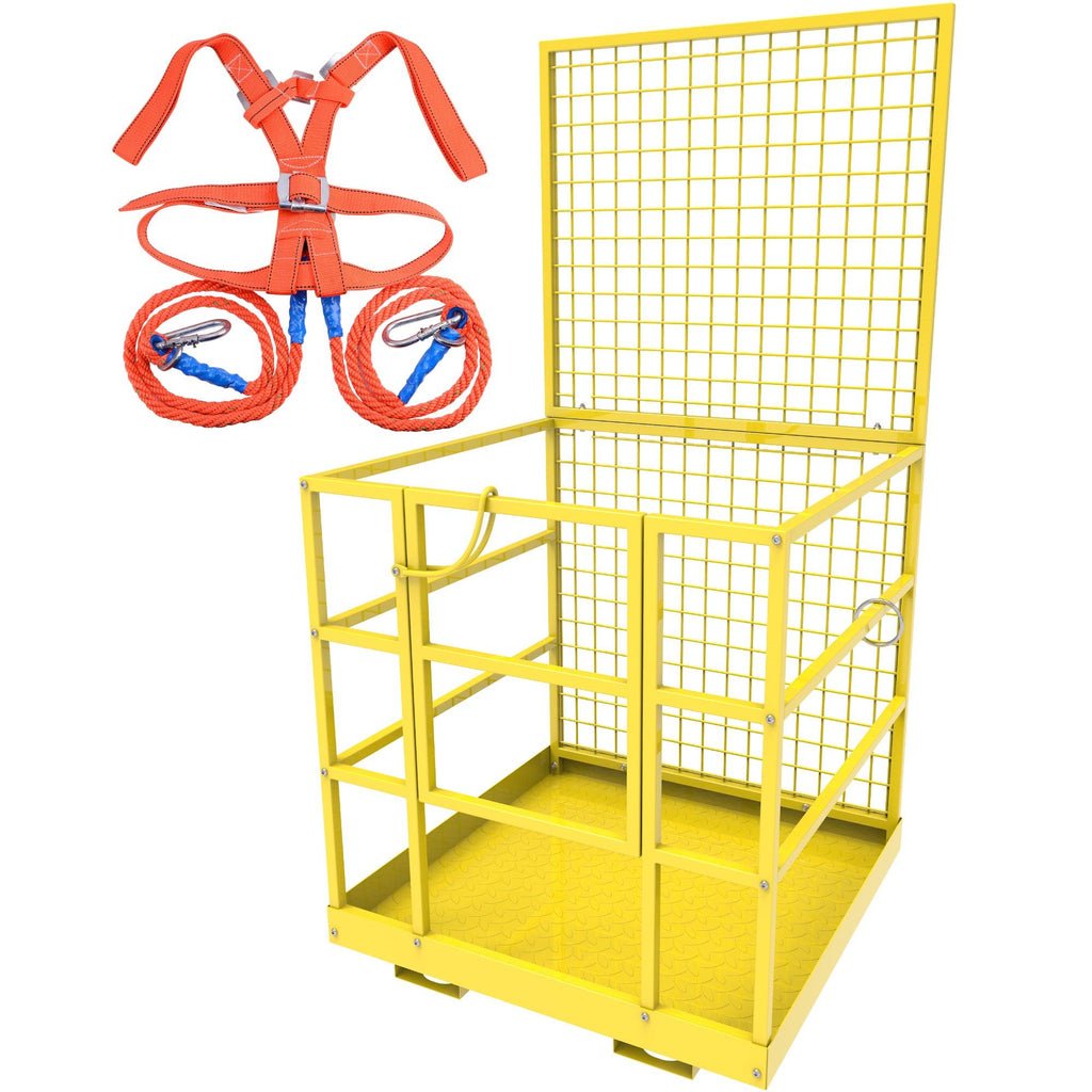 YITAMOTOR® 43"x45"Cesta de jaula de seguridad para carretilla elevadora Jaula de seguridad Plataforma de trabajo para 2 personas 1300 LBS0